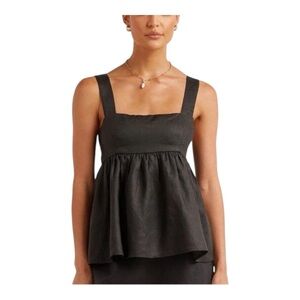 DISSH Brisa Black Linen Babydoll Top Size 6 US Size 10 AUS